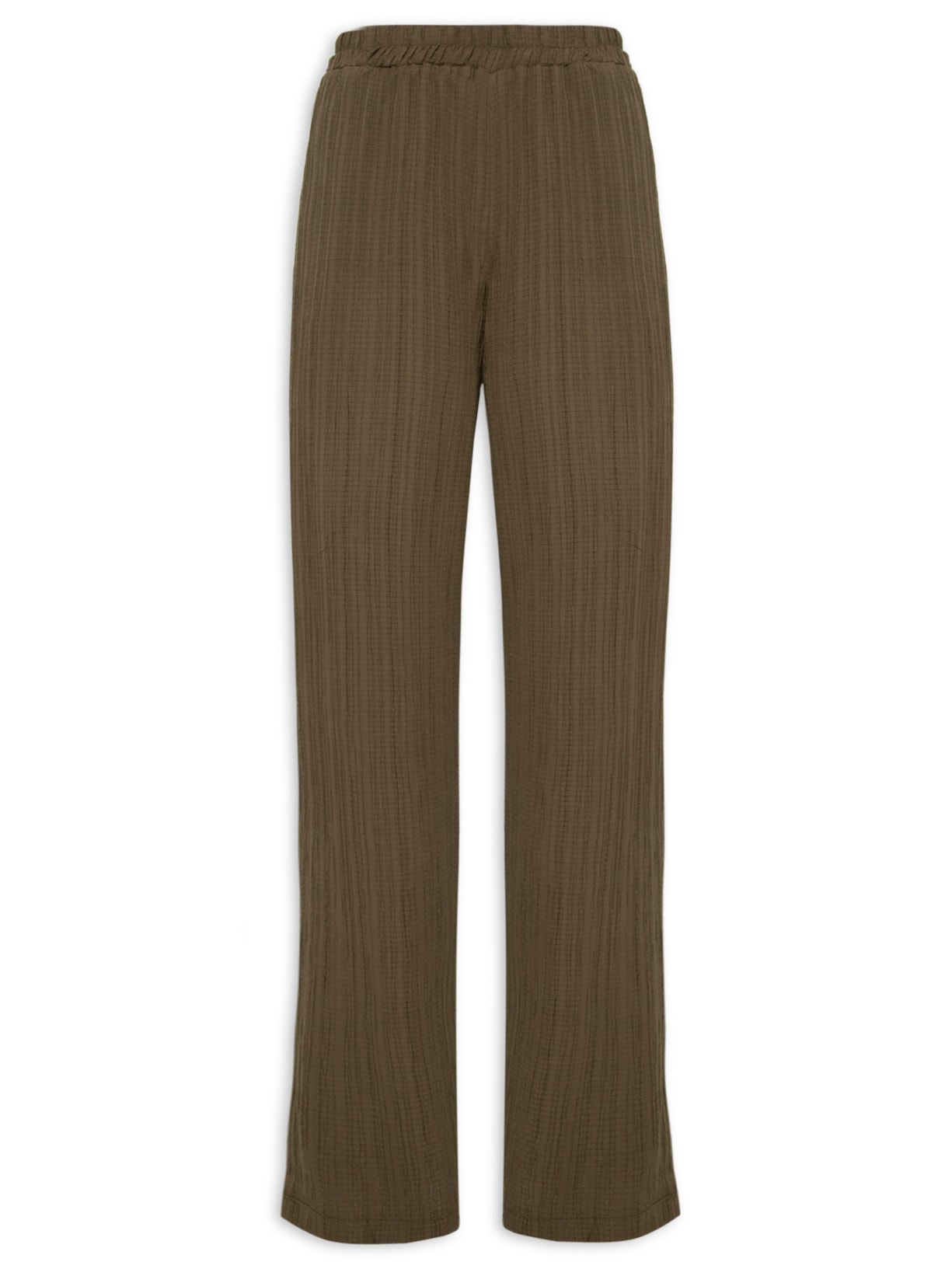 Calça Feminina Ampla Texturizada - Marrom