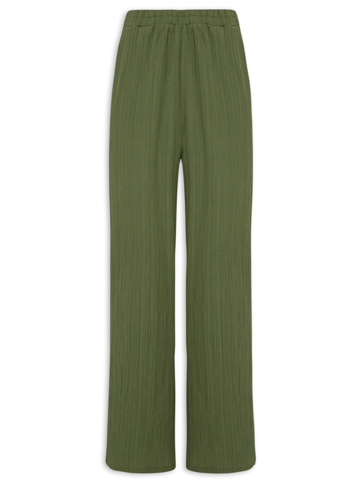 Calça Feminina Ampla Texturizada - Verde