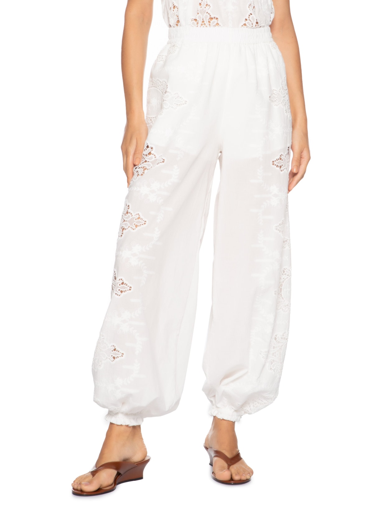 Calça Feminina Artesanal Camafeu Branco Farm