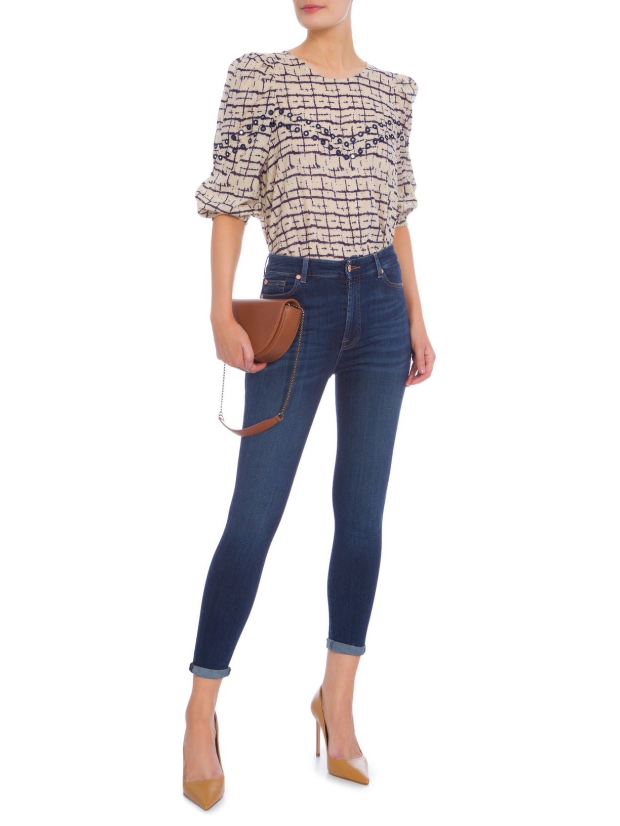 Calça Feminina Aubrey Slim Illusion Luxe Starlight Azul 7 For All Mankind