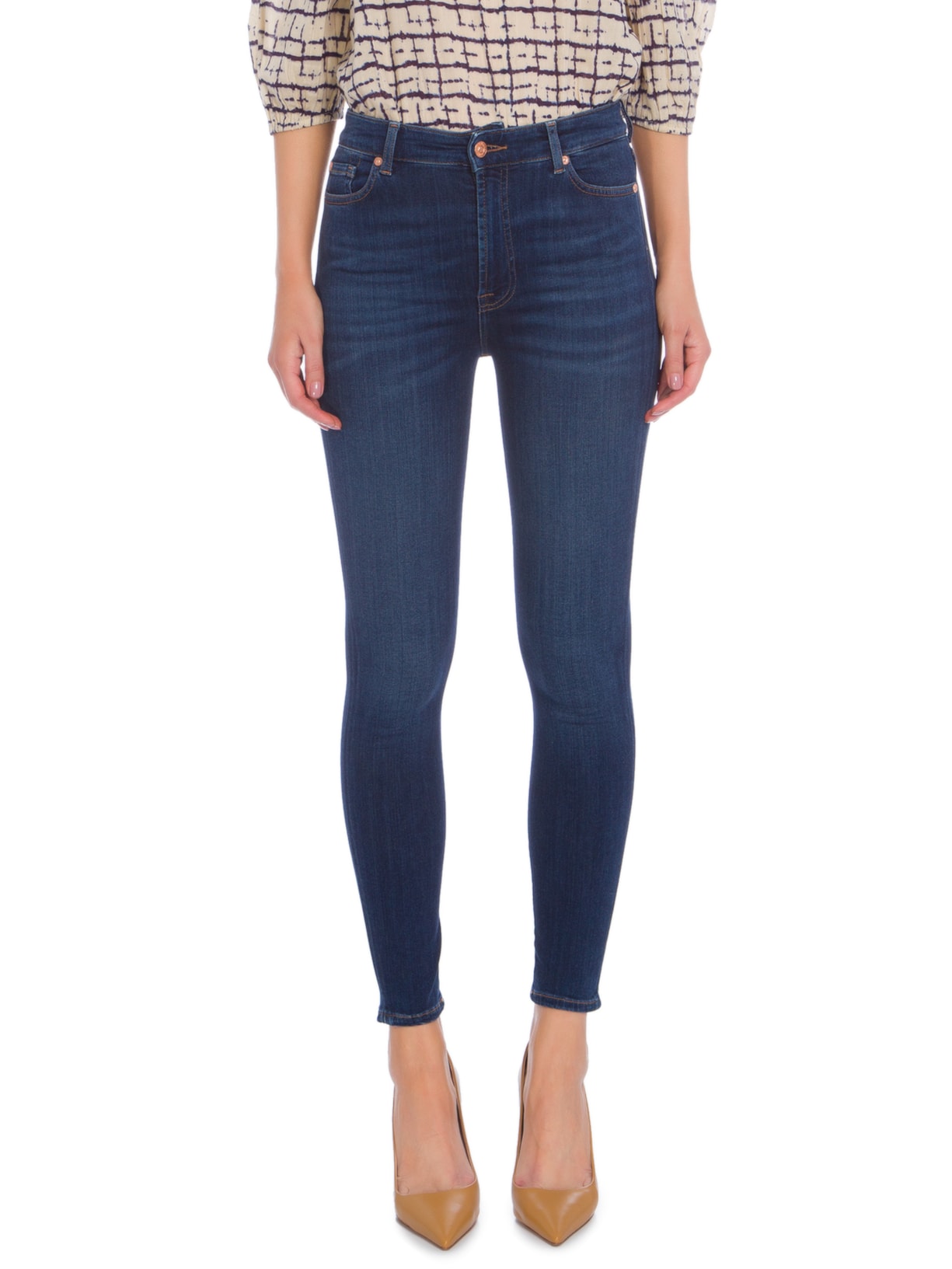 Calça Feminina Aubrey Slim Illusion Luxe Starlight Azul 7 For All Mankind