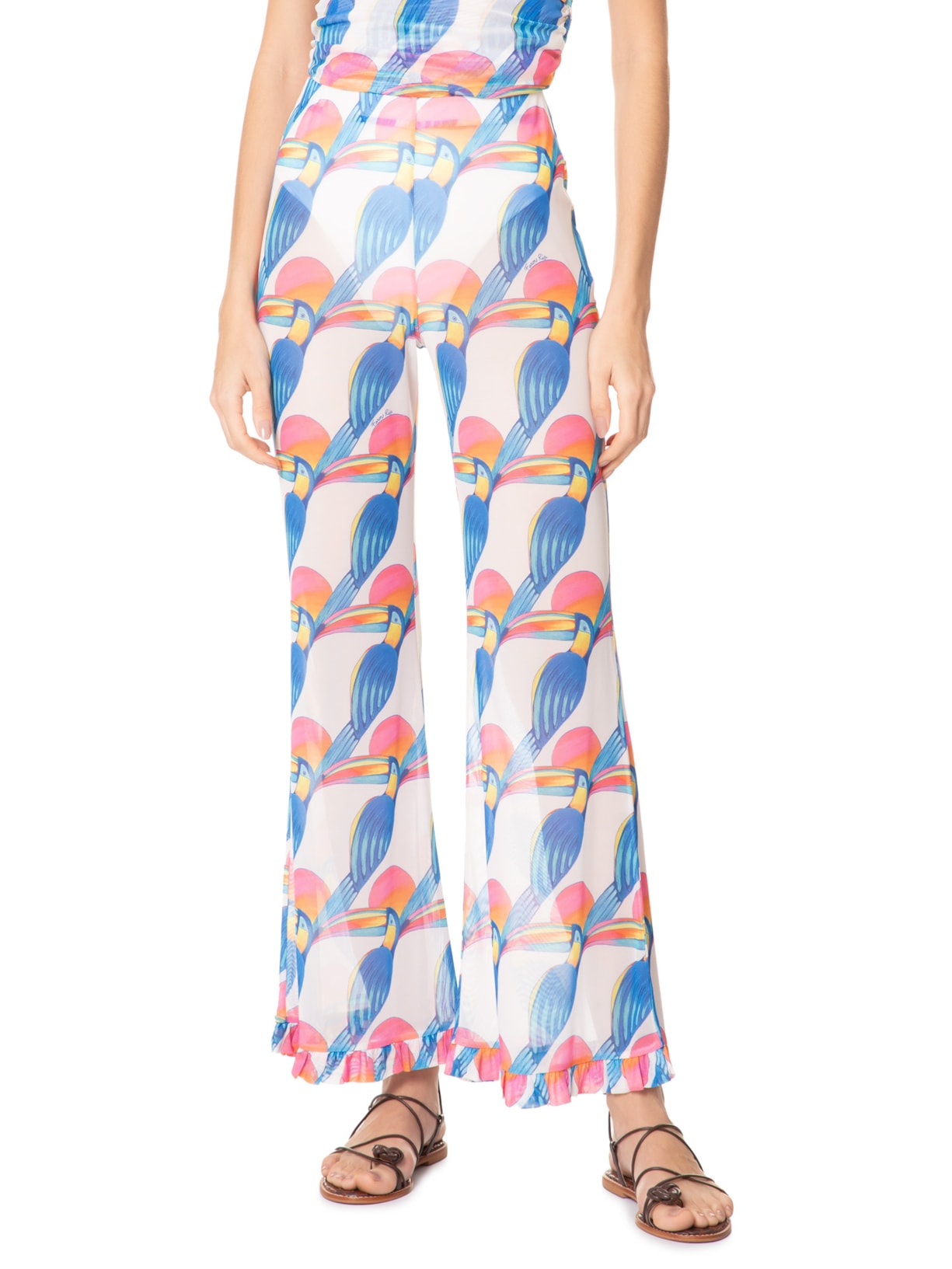 Calça Feminina Babados Tule Tucanitas Branco Farm