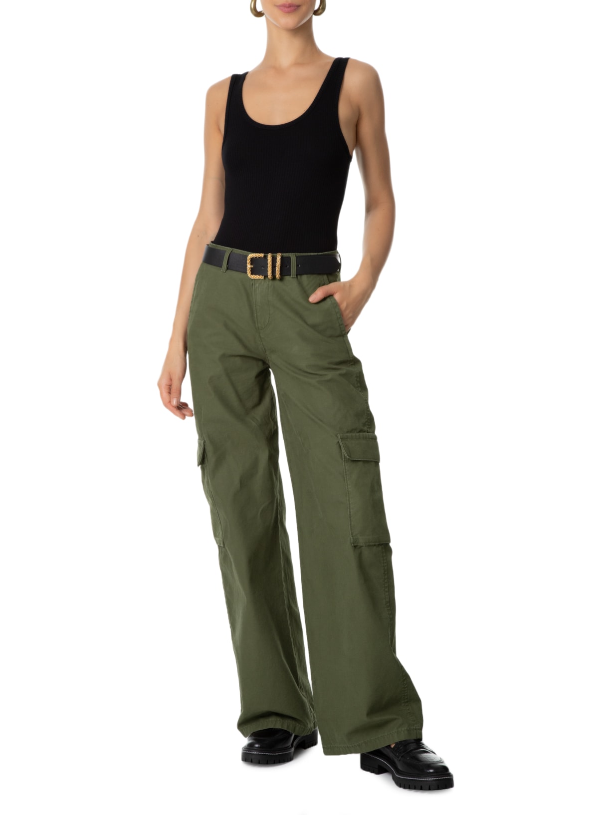 Calça Sarja Feminina CalÇa Cargo Verde Militar Feminina Calça