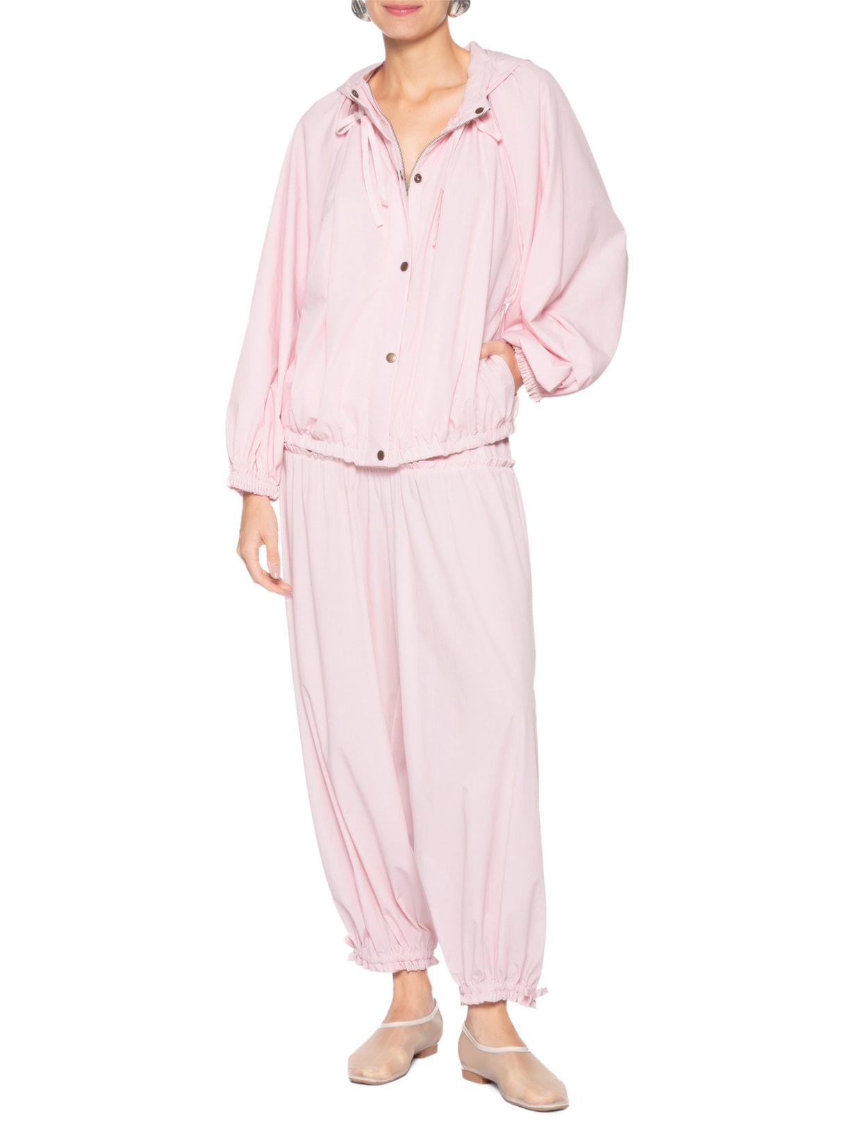 Calça Feminina Baggy Nylon Crema Rosa Paula Raia