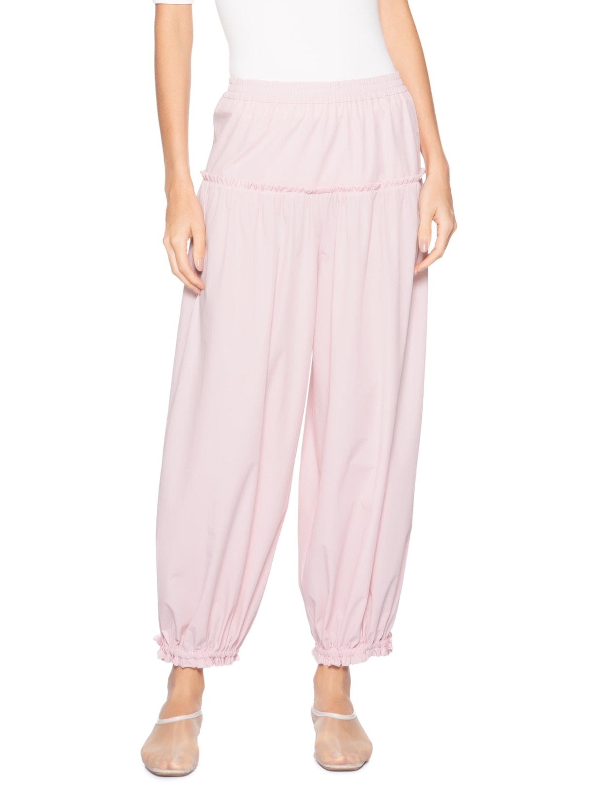 Calça Feminina Baggy Nylon Crema Rosa Paula Raia