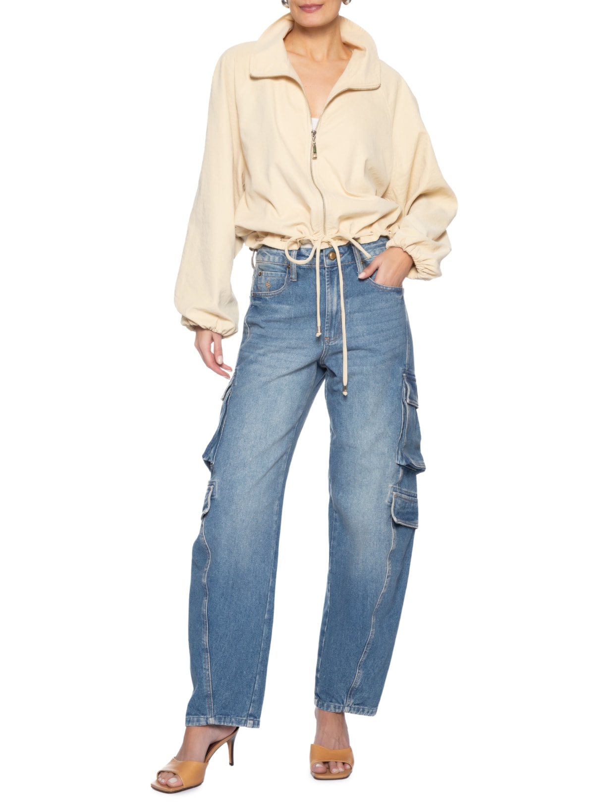 Calça Feminina Ballon Cargo Azul Bo.bô