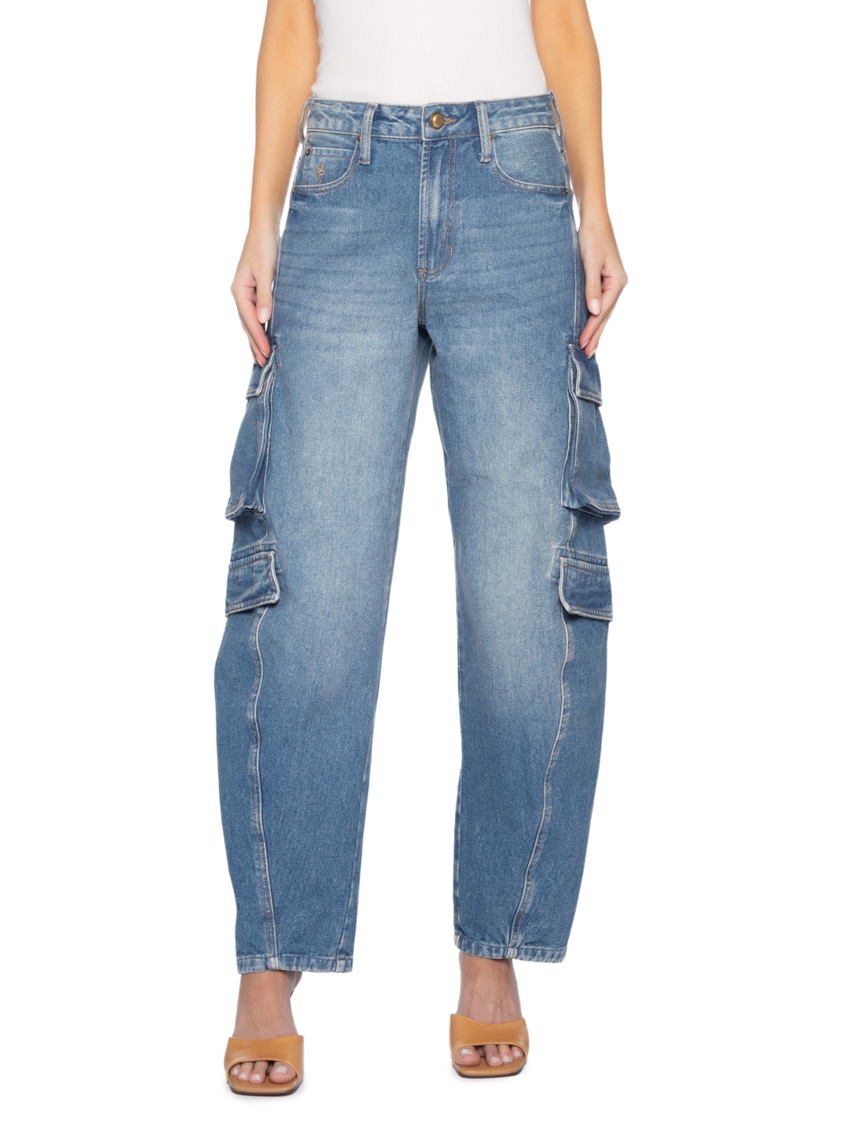 Calça Feminina Ballon Cargo Azul Bo.bô