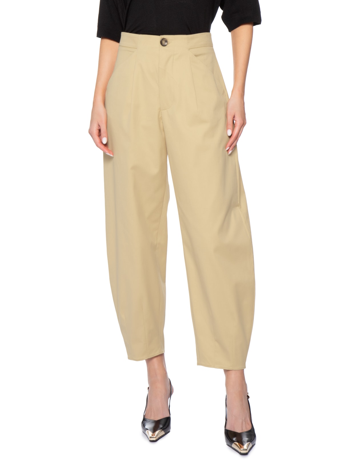 Calça Feminina Ballon Cintura Média Bege Bo