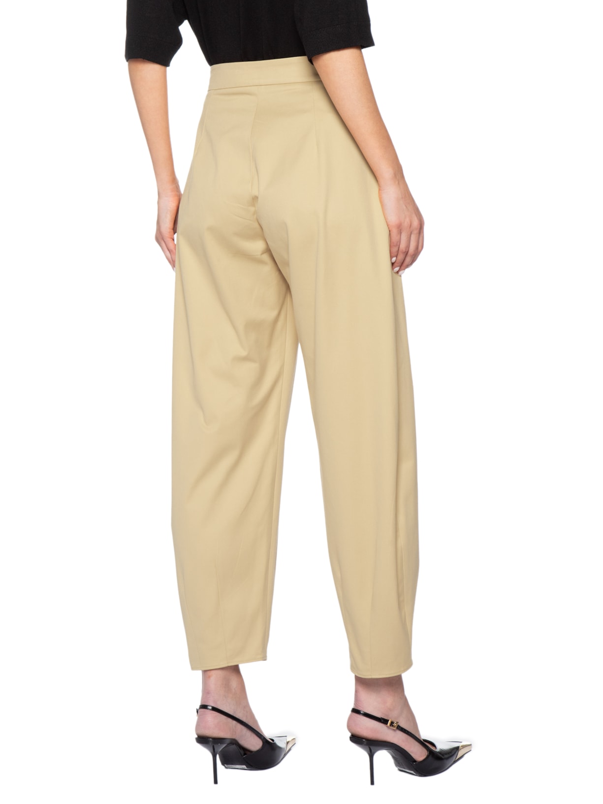 Calça Feminina Ballon Cintura Média Bege Bo
