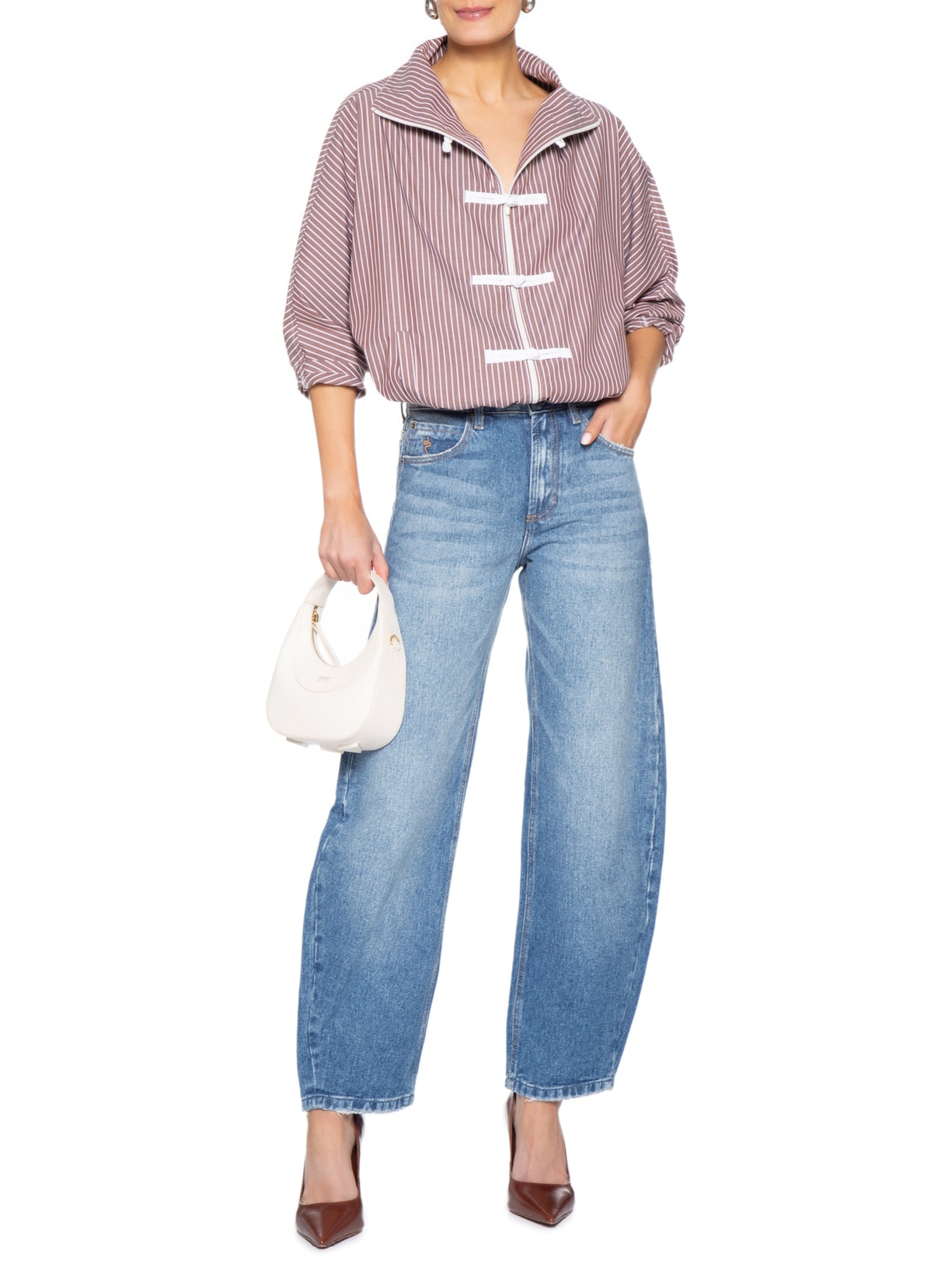 Calça Feminina Ballon Dirty Denim Azul Bo.bô