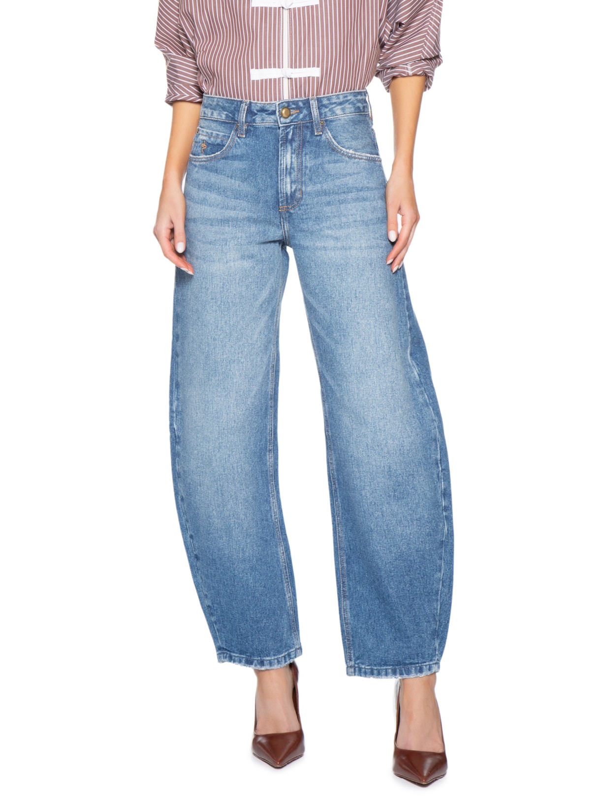 Calça Feminina Ballon Dirty Denim Azul Bo.bô