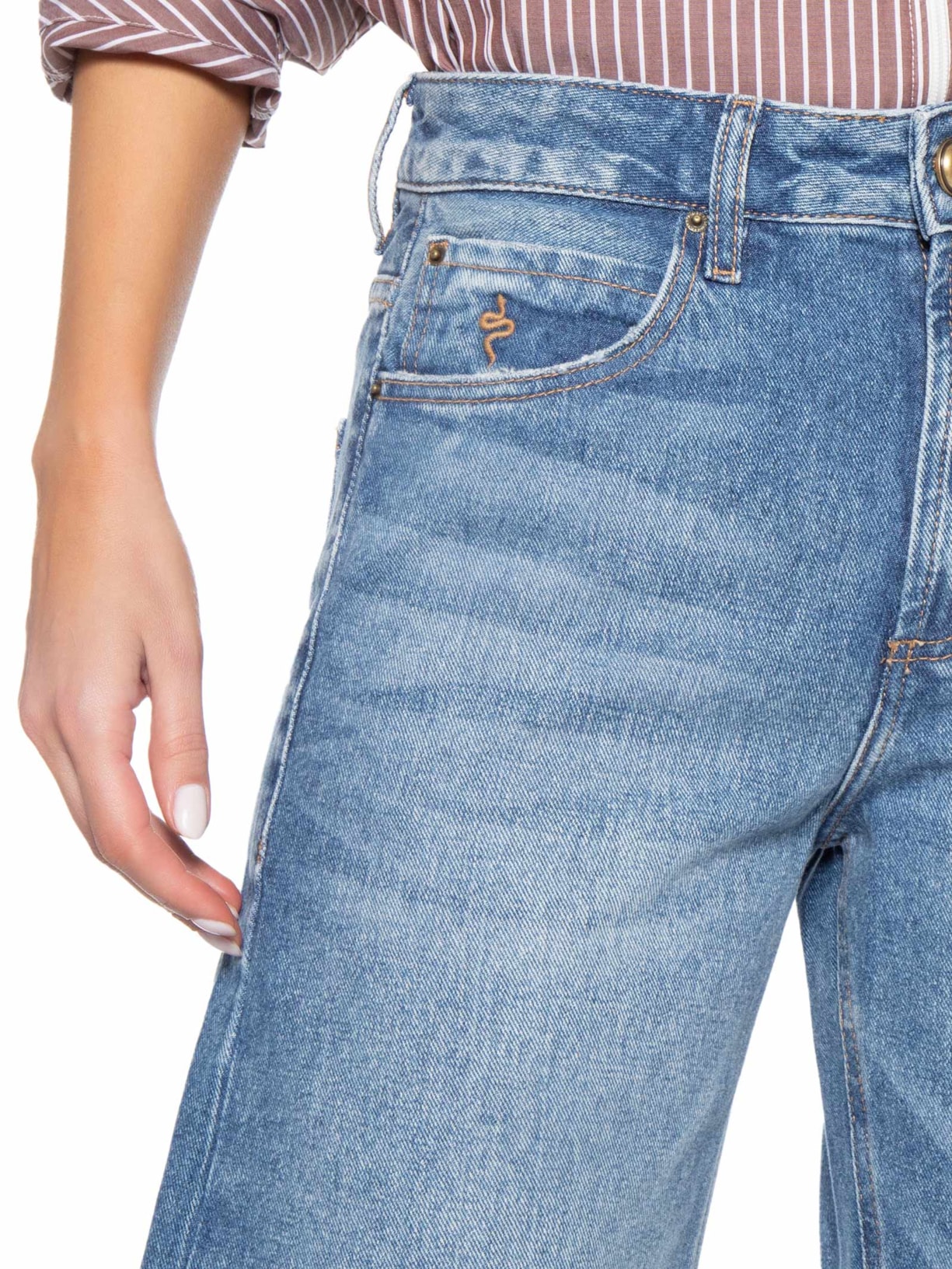 Calça Feminina Ballon Dirty Denim Azul Bo.bô