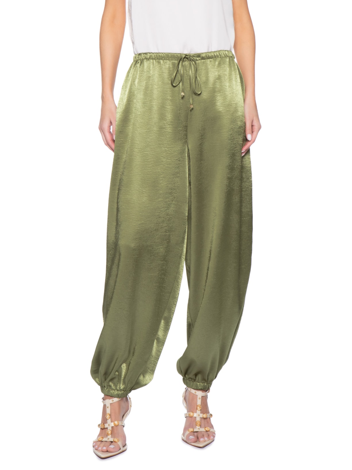 Calça Feminina Balloon Acetinada Verde Market 33