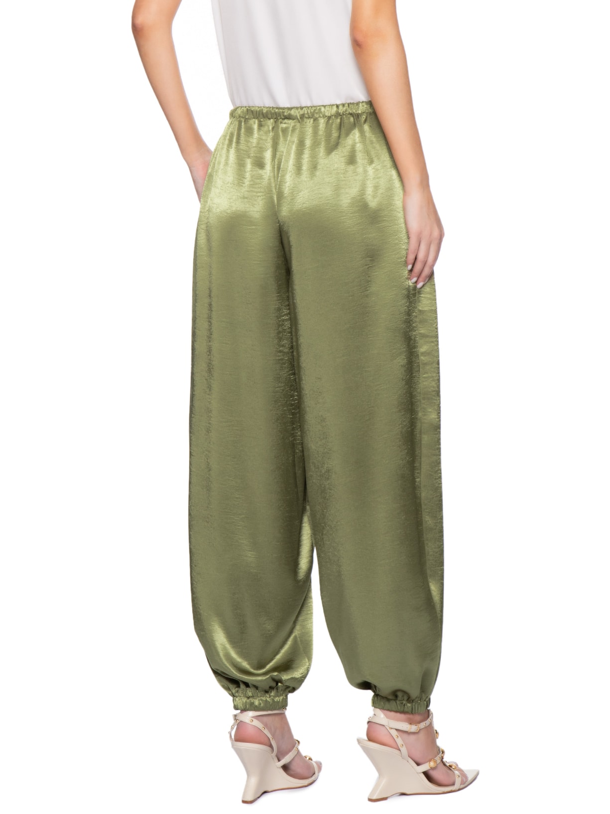 Calça Feminina Balloon Acetinada Verde Market 33