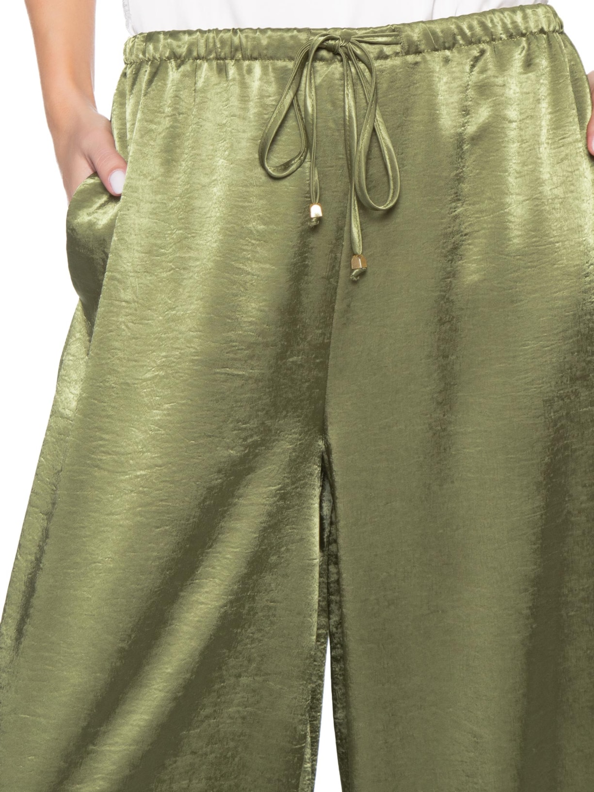 Calça Feminina Balloon Acetinada Verde Market 33