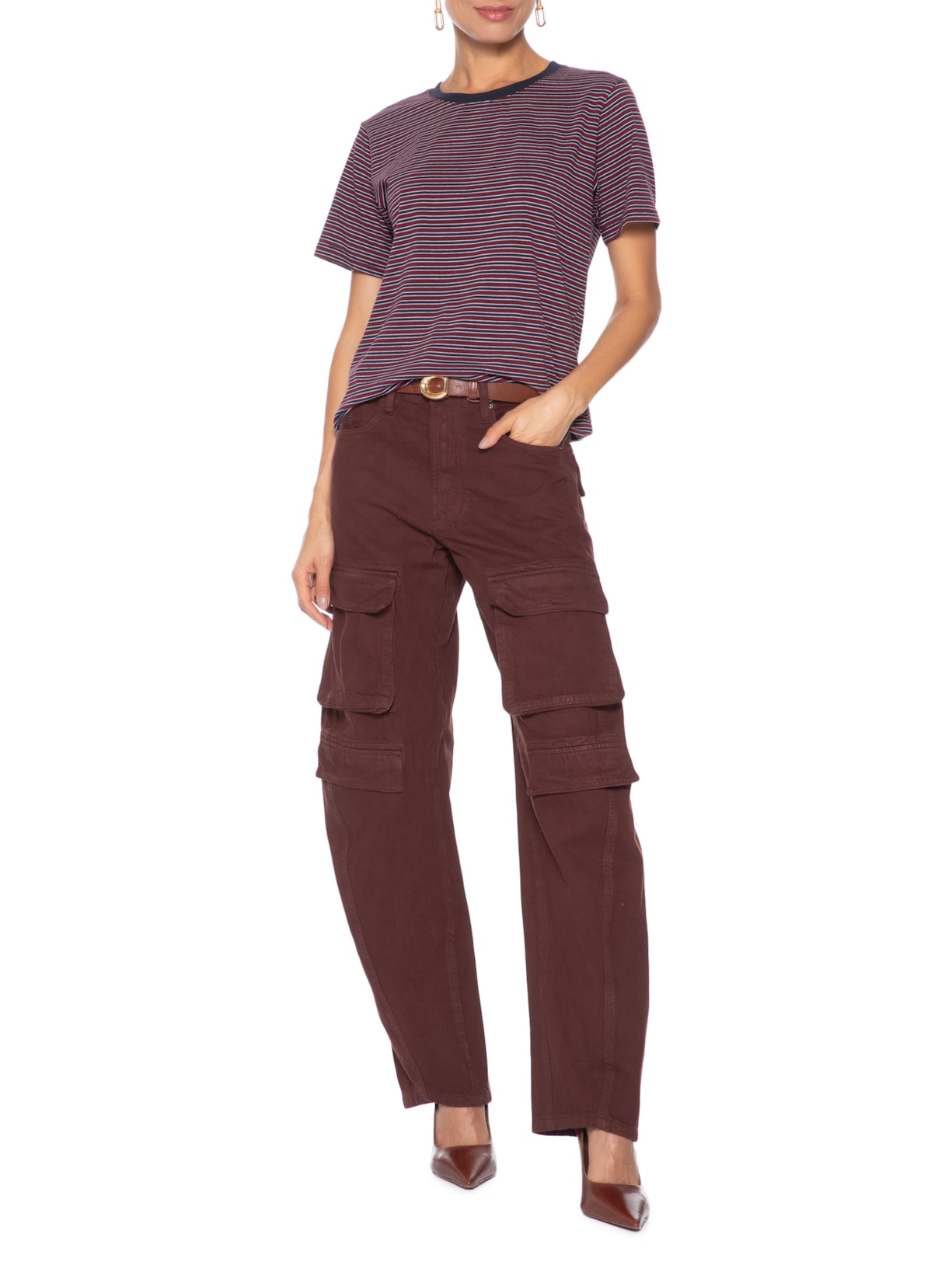Calça Feminina Balloon Cargo Porto Marrom Bo.bô