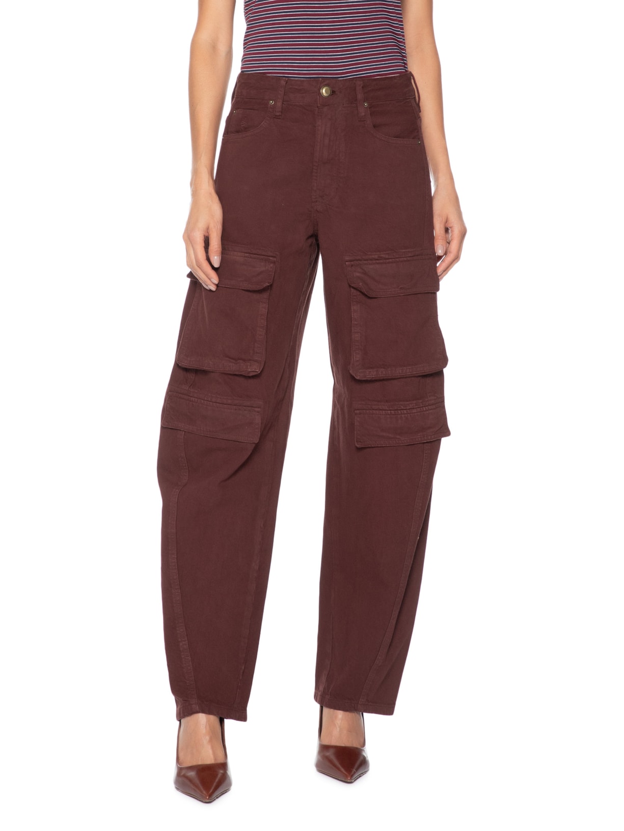 Calça Feminina Balloon Cargo Porto Marrom Bo.bô