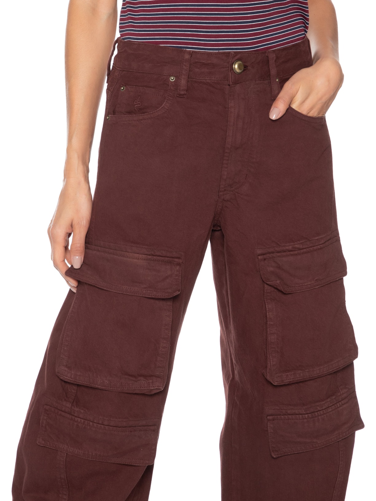 Calça Feminina Balloon Cargo Porto Marrom Bo.bô