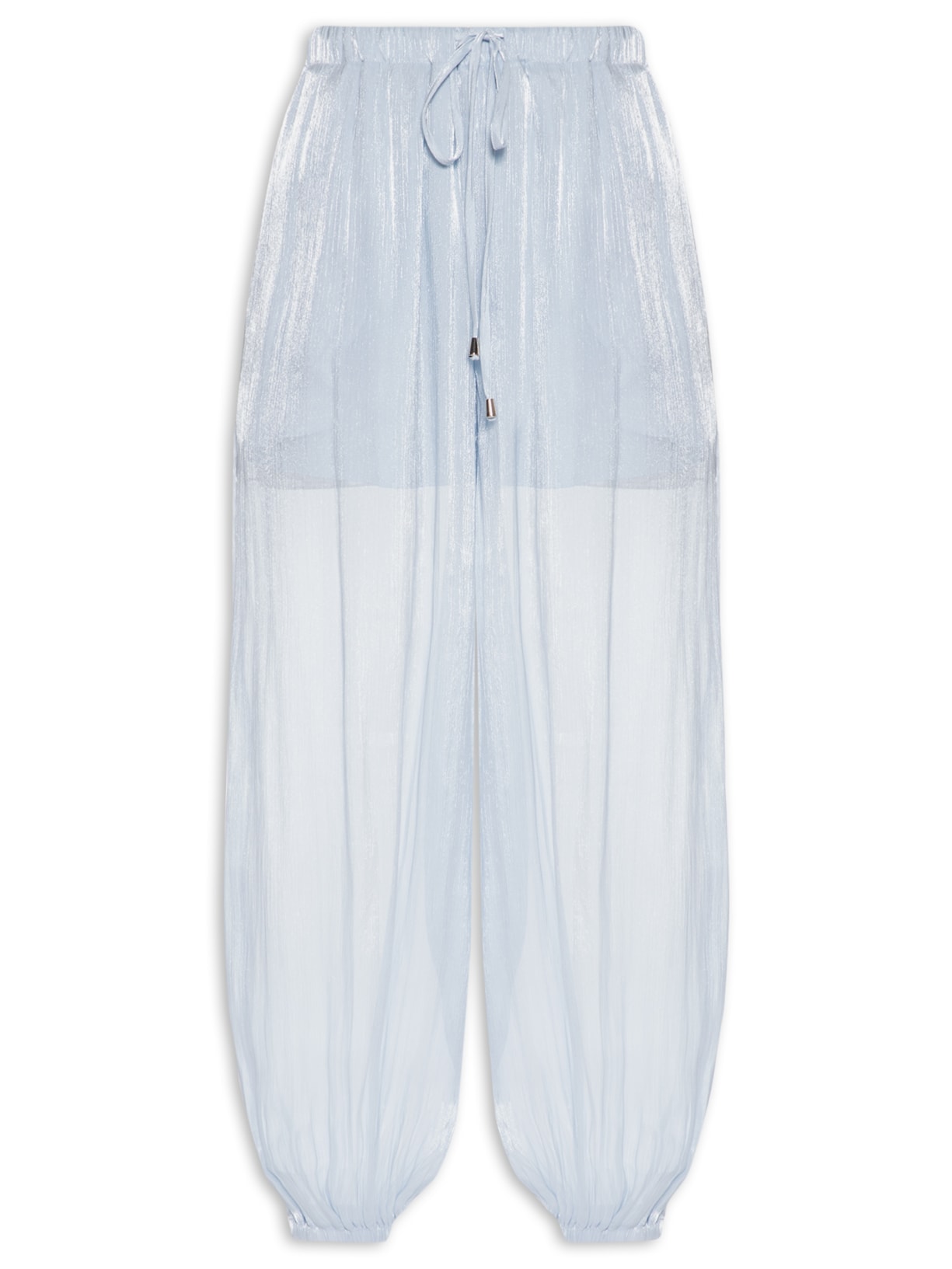 Calça Feminina Balloon Com Fecho De Amarração Azul Market 33