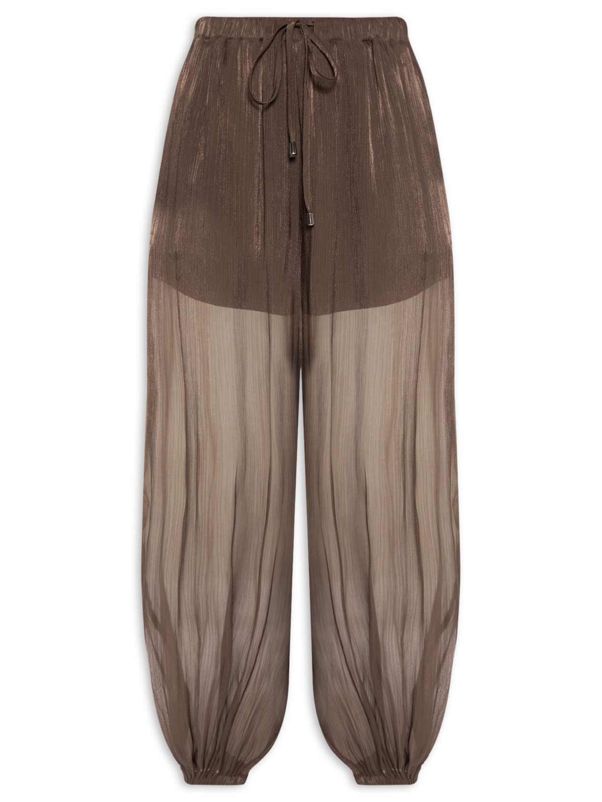 Calça Feminina Balloon Com Fecho De Amarração Marrom Market 33