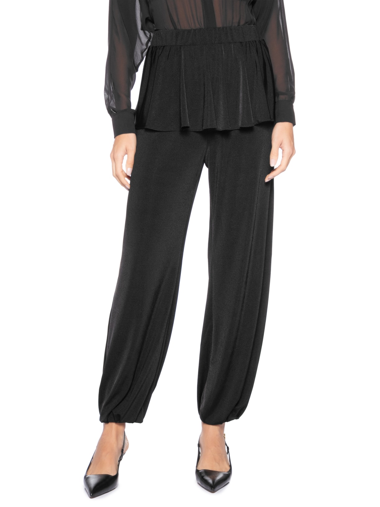 Calça Feminina Balloon Com Sobreposição De Saia Preto '2Essential