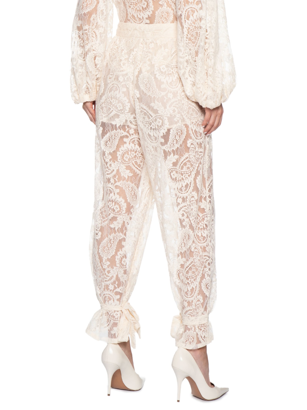 Calça Feminina Balloon Em Renda Off White '2Essential