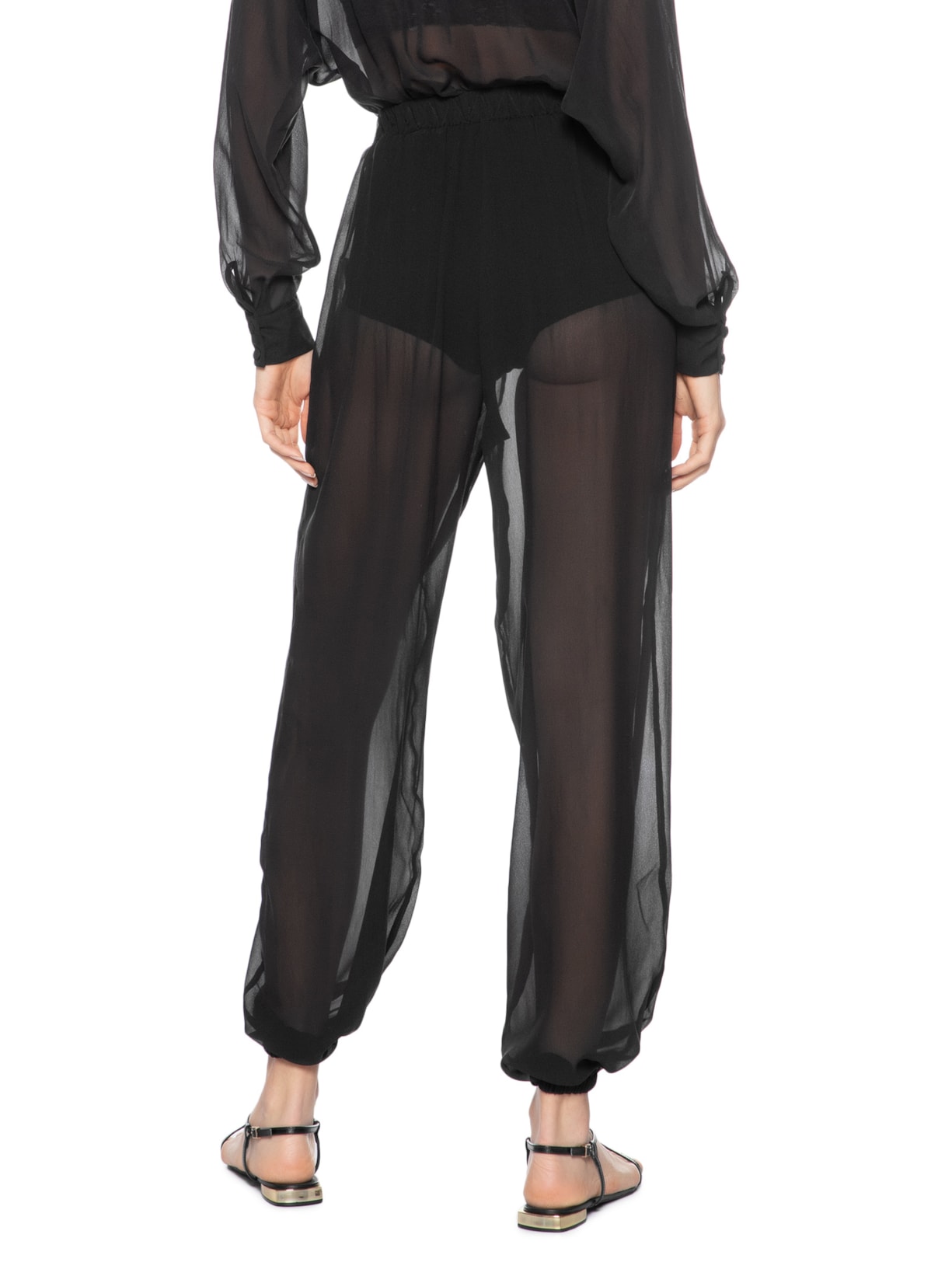 Calça Feminina Balloon Em Seda Pura Preto '2Essential