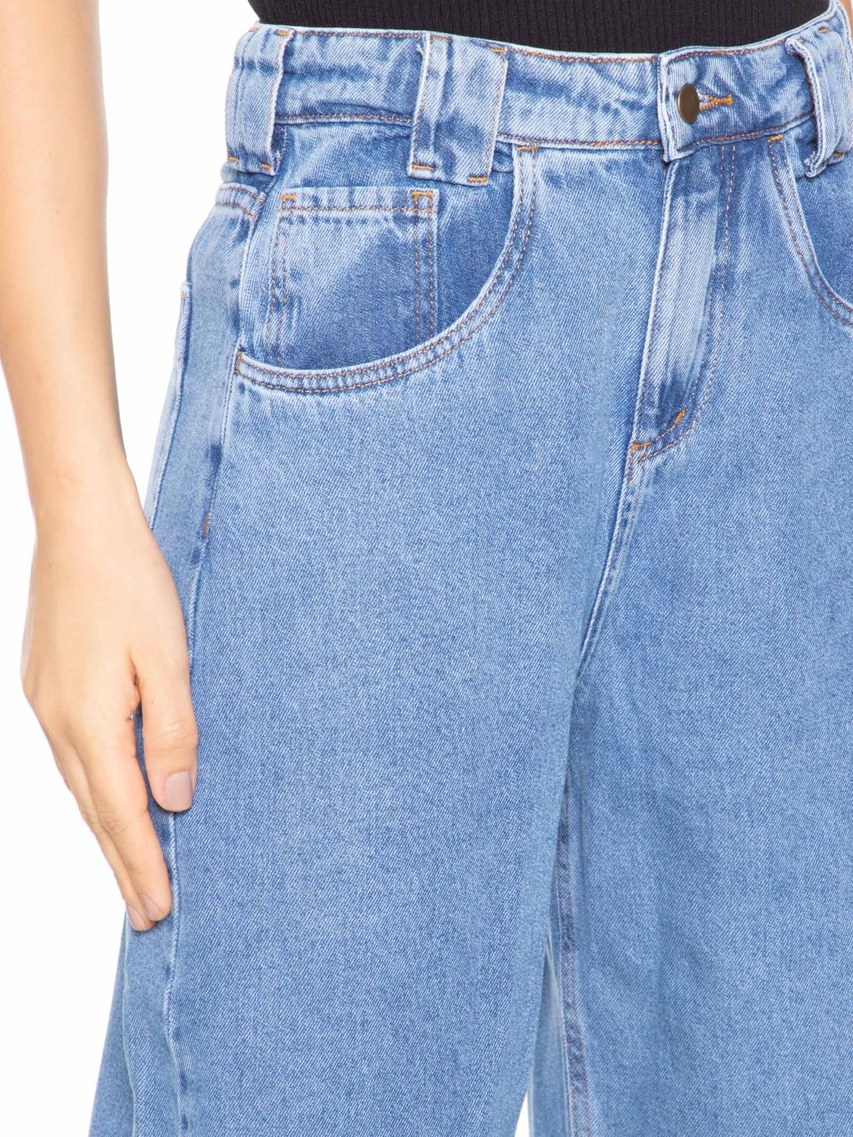 Calça Feminina Balloon Jeans Azul Market 33