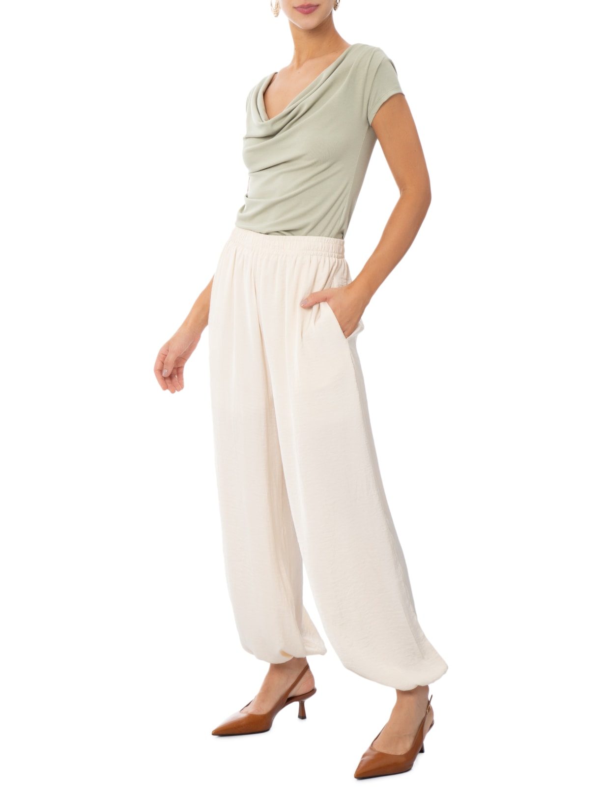 Calça Feminina Balloon Off White '2Essential
