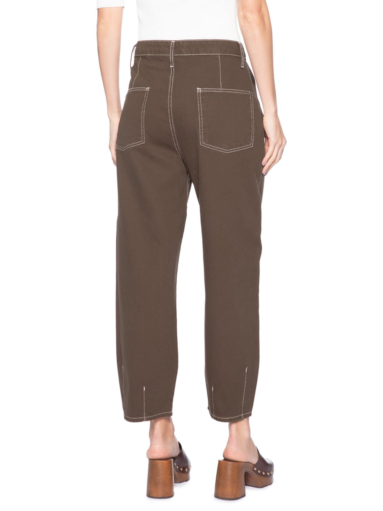 Calça Feminina Balloon Pia Sarja Marrom Le Lis