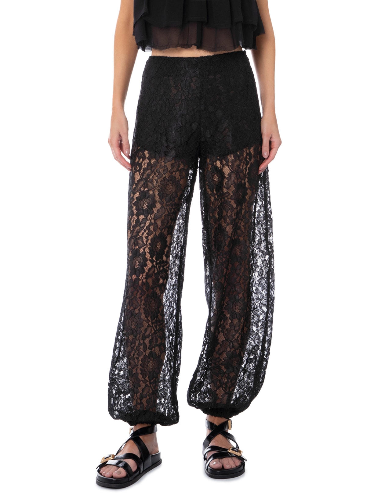 Calça Feminina Balloon Renda Preto Animale Jeans
