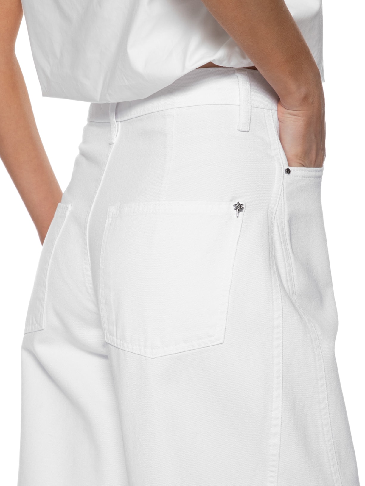 Calça Feminina Balloon Runa Sarja Branco Le Lis