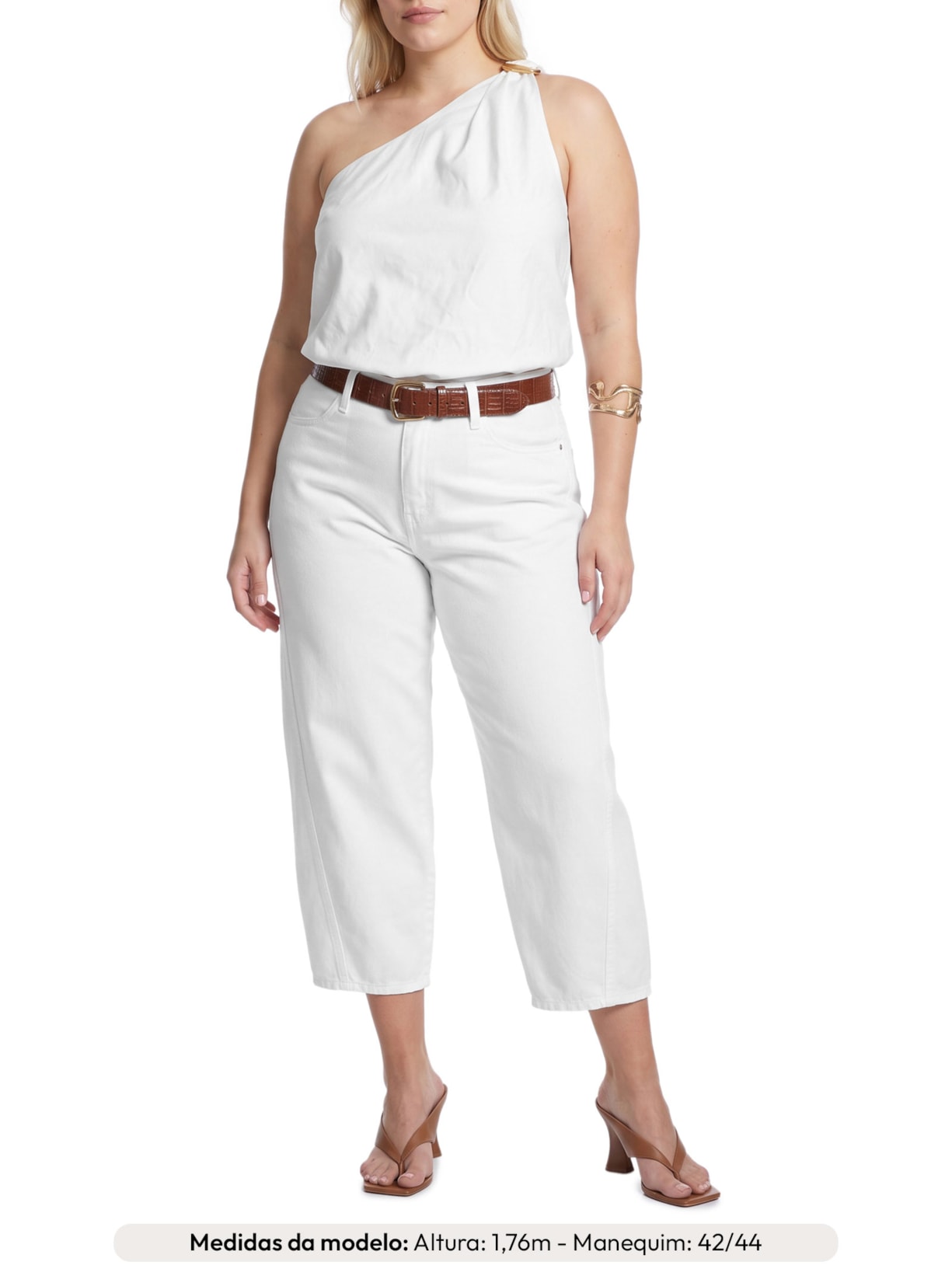 Calça Feminina Balloon Runa Sarja Branco Le Lis