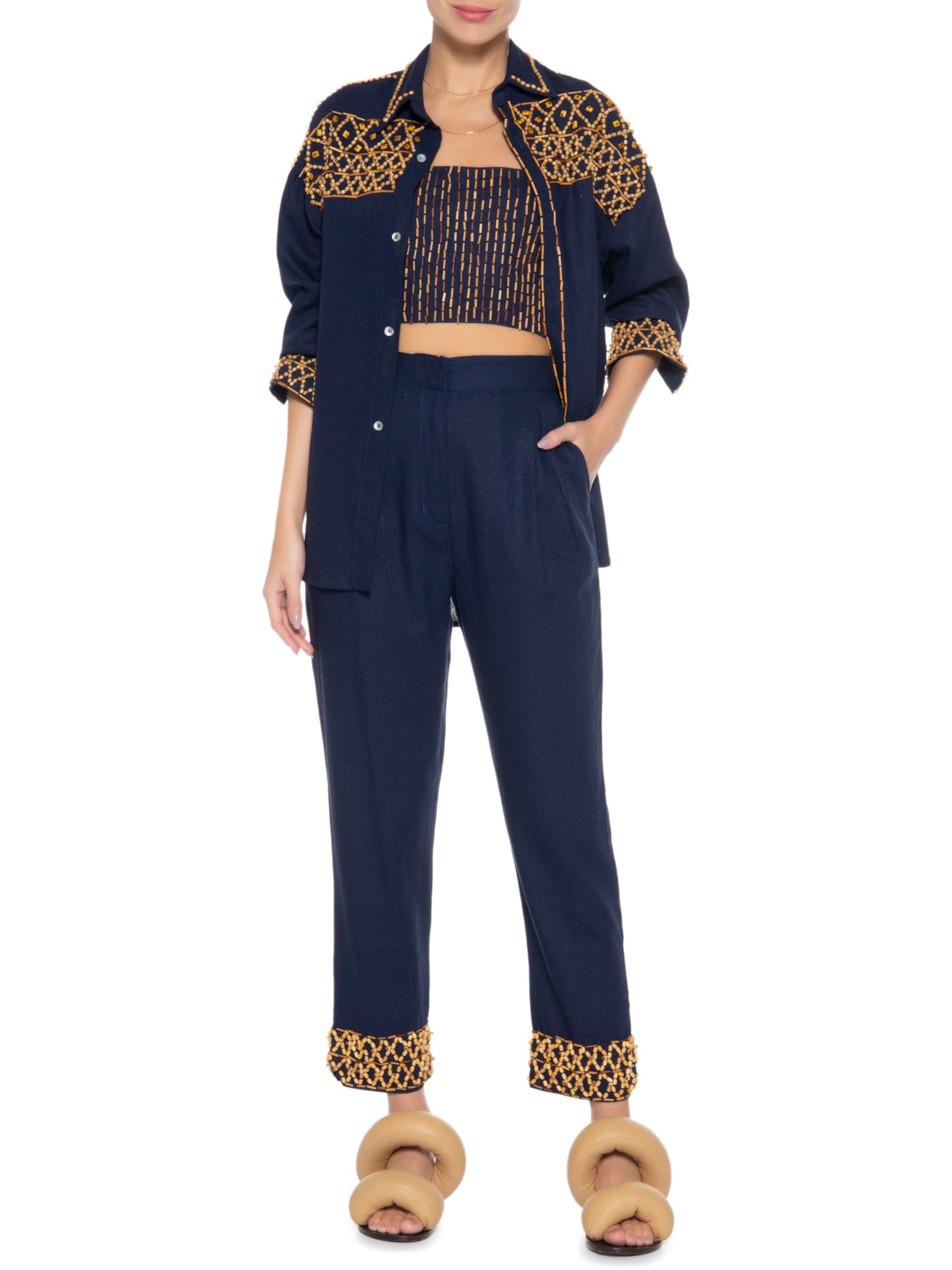 Calça Feminina Bambuzinhos Azul Valônia Véras