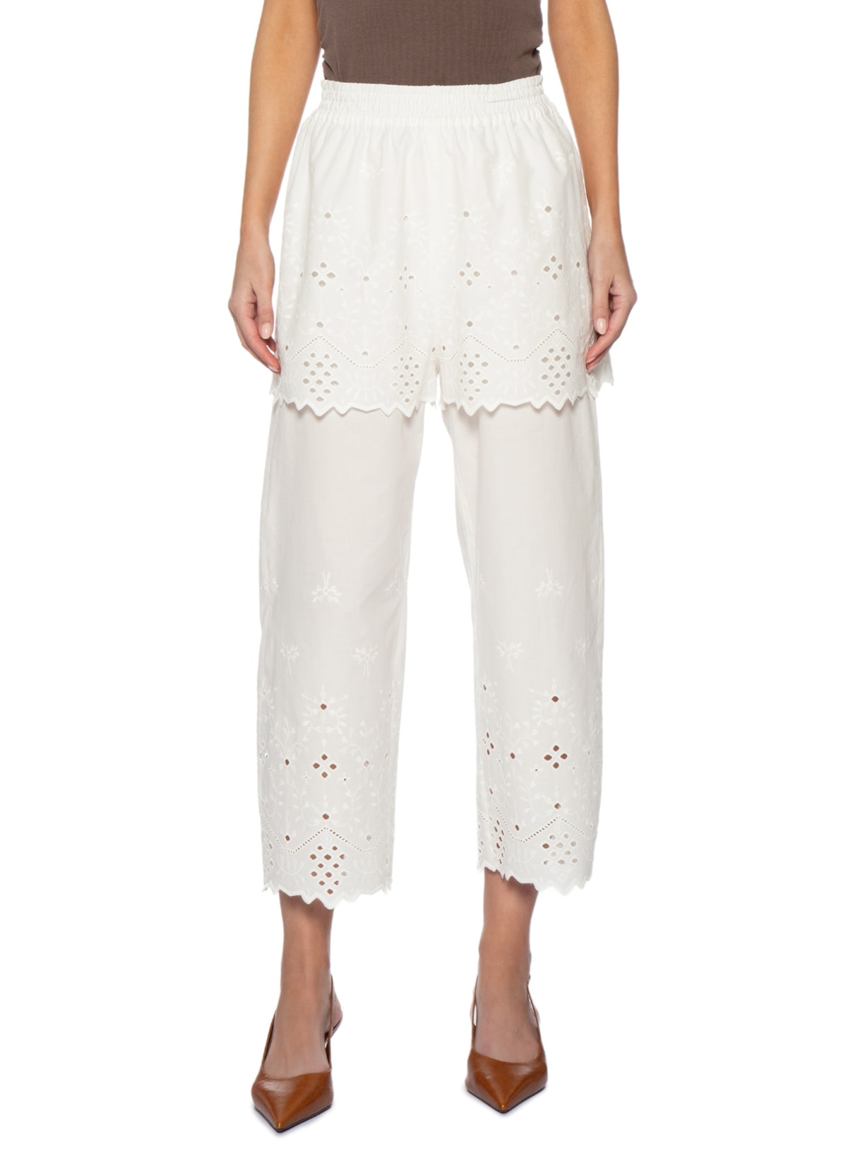 Calça Feminina Barra Janelinha Branco Paula Raia