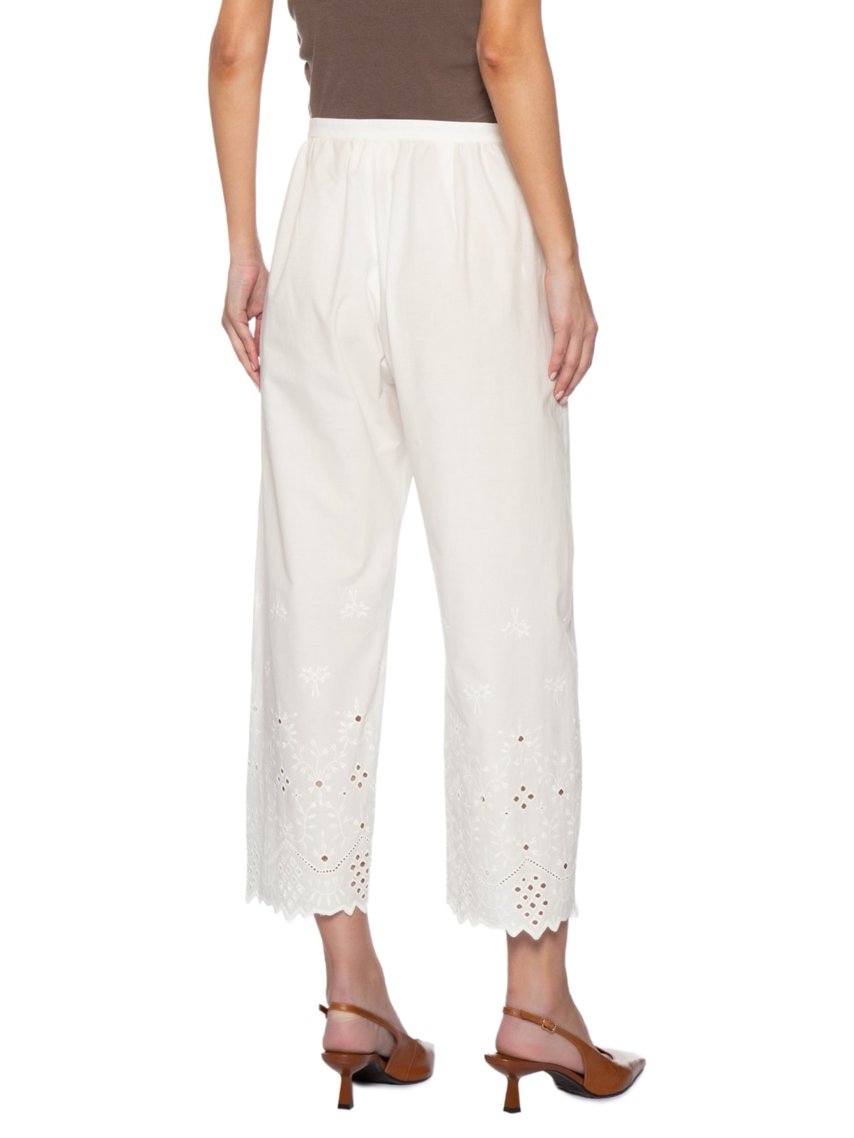 Calça Feminina Barra Janelinha Branco Paula Raia