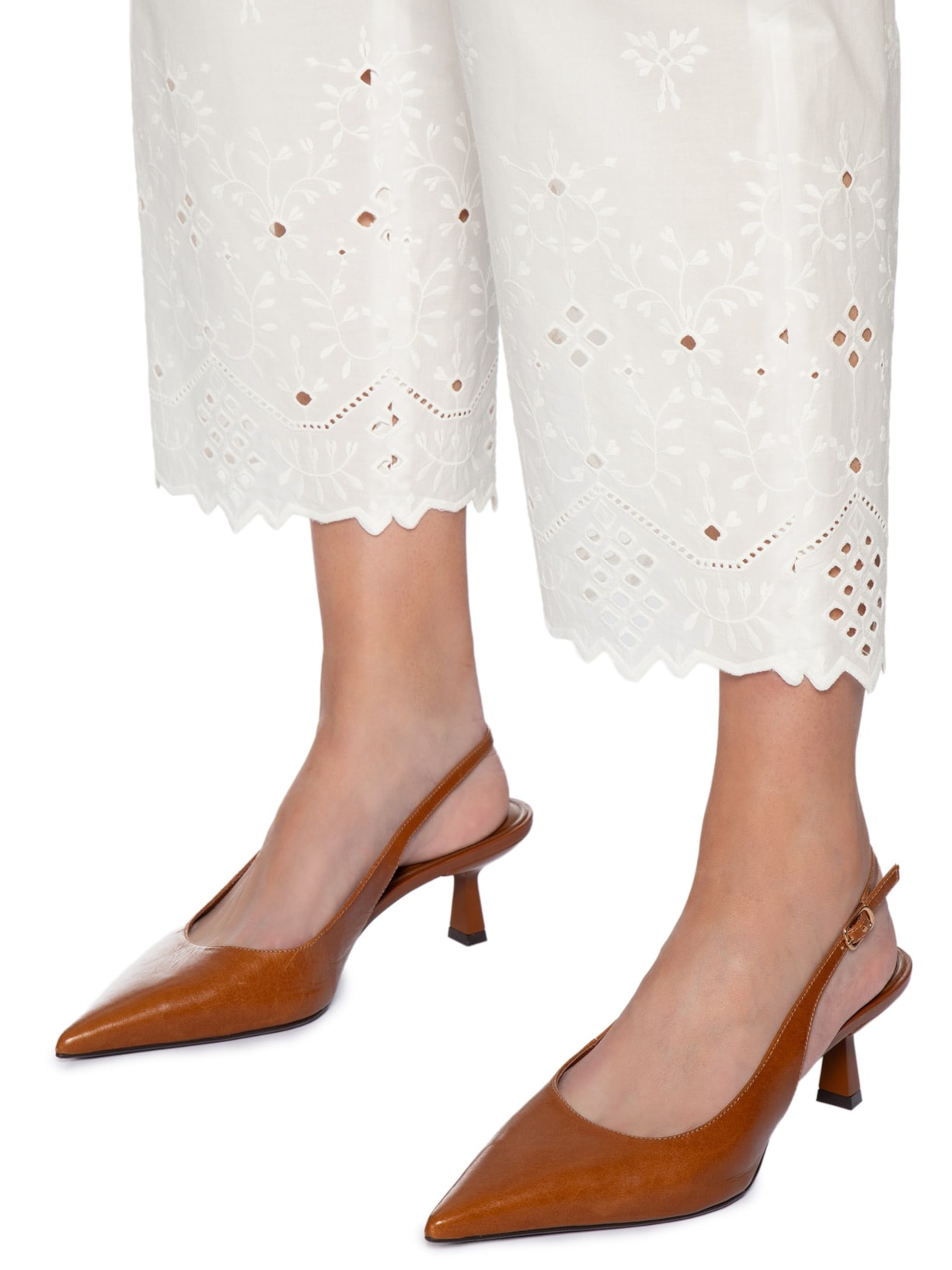 Calça Feminina Barra Janelinha Branco Paula Raia
