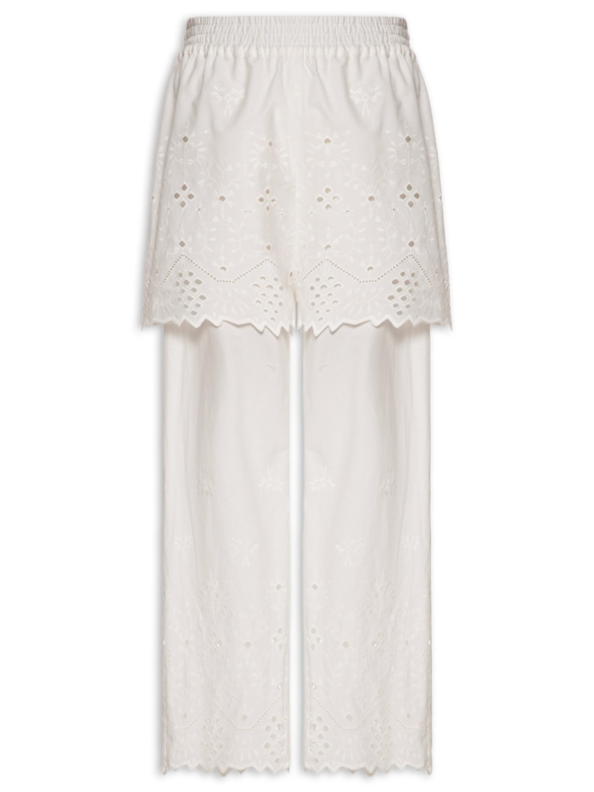 Calça Feminina Barra Janelinha Branco Paula Raia