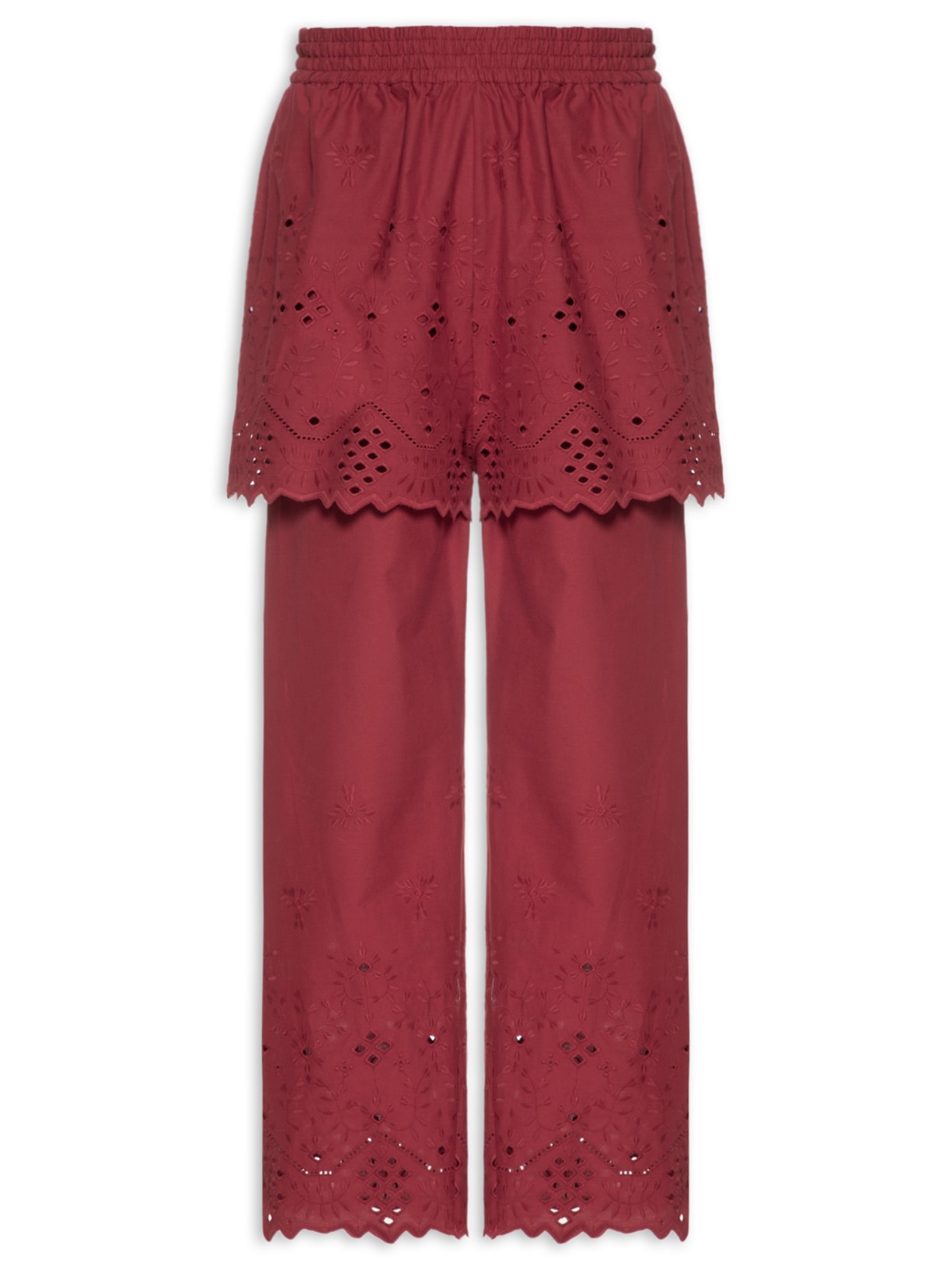Calça Feminina Barra Janelinha Vermelho Paula Raia