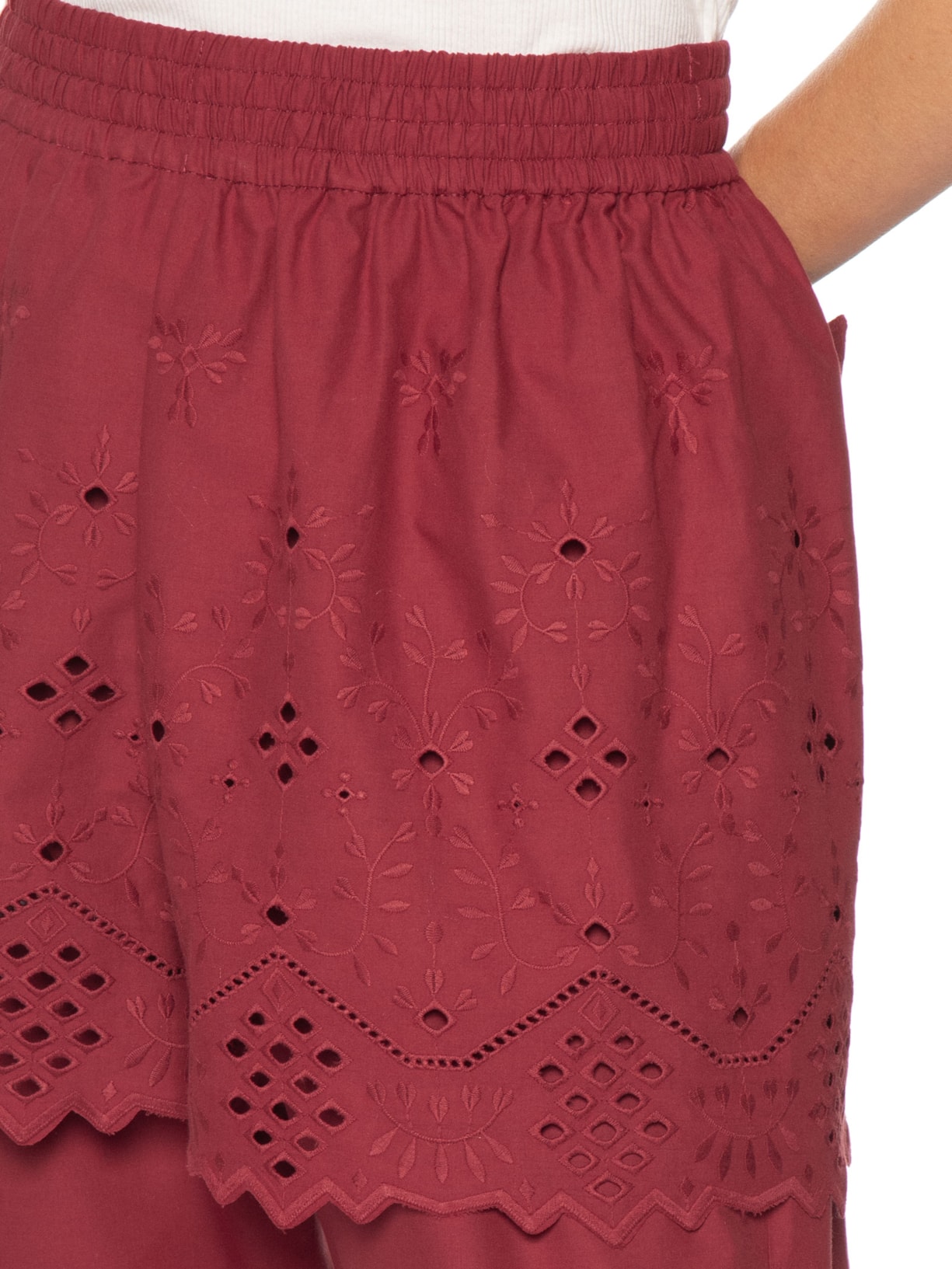Calça Feminina Barra Janelinha Vermelho Paula Raia