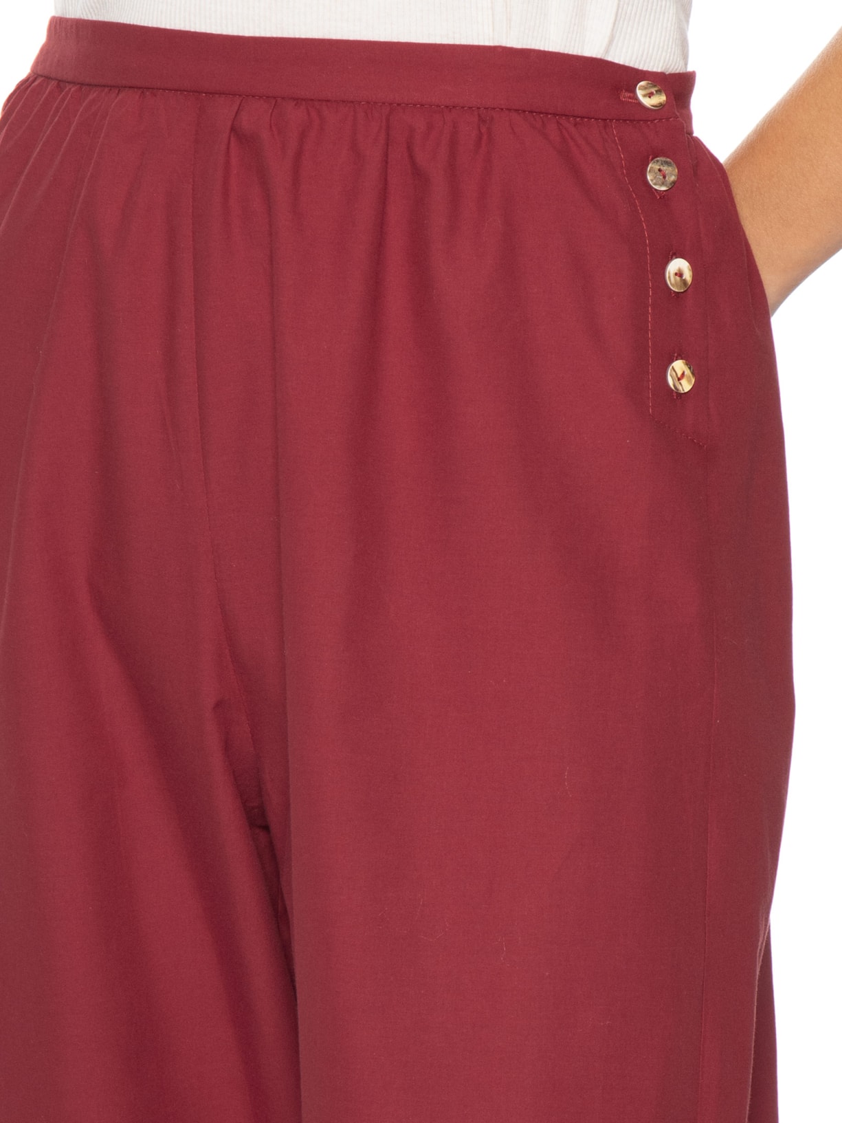 Calça Feminina Barra Janelinha Vermelho Paula Raia