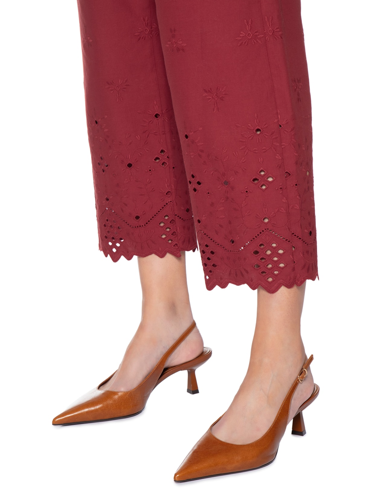 Calça Feminina Barra Janelinha Vermelho Paula Raia
