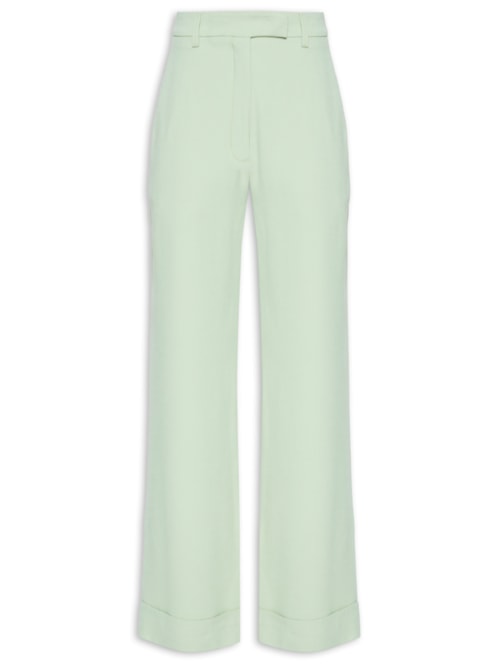 Calça Feminina Barra larga Crepe - Verde