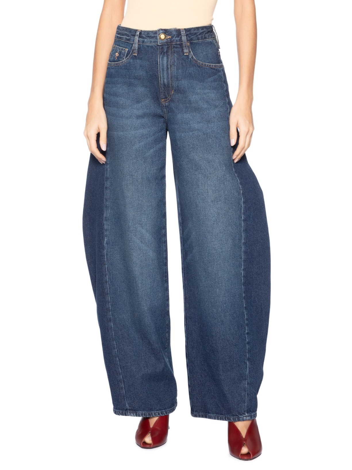 Calça Feminina Barrel Azul Bo.bô
