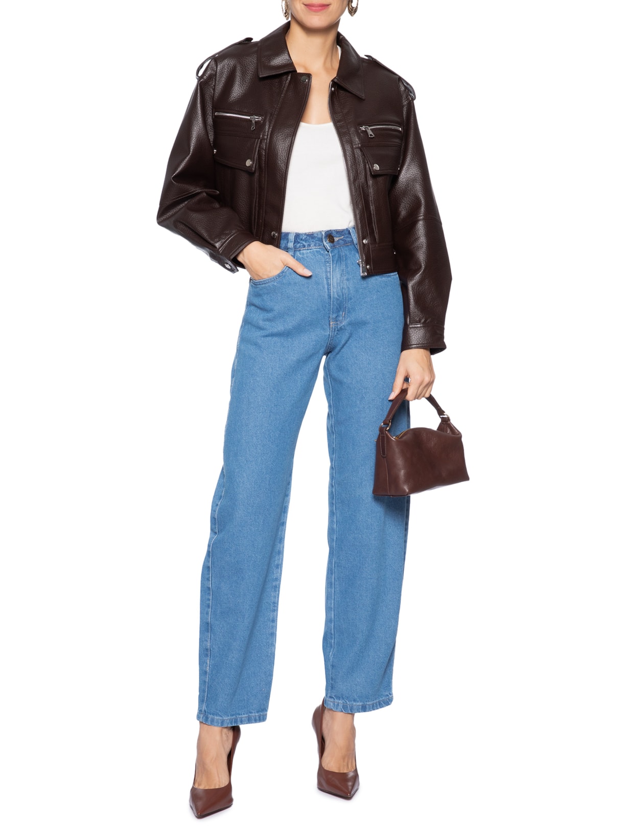 Calça Feminina Barrel Jeans Azul Market 33