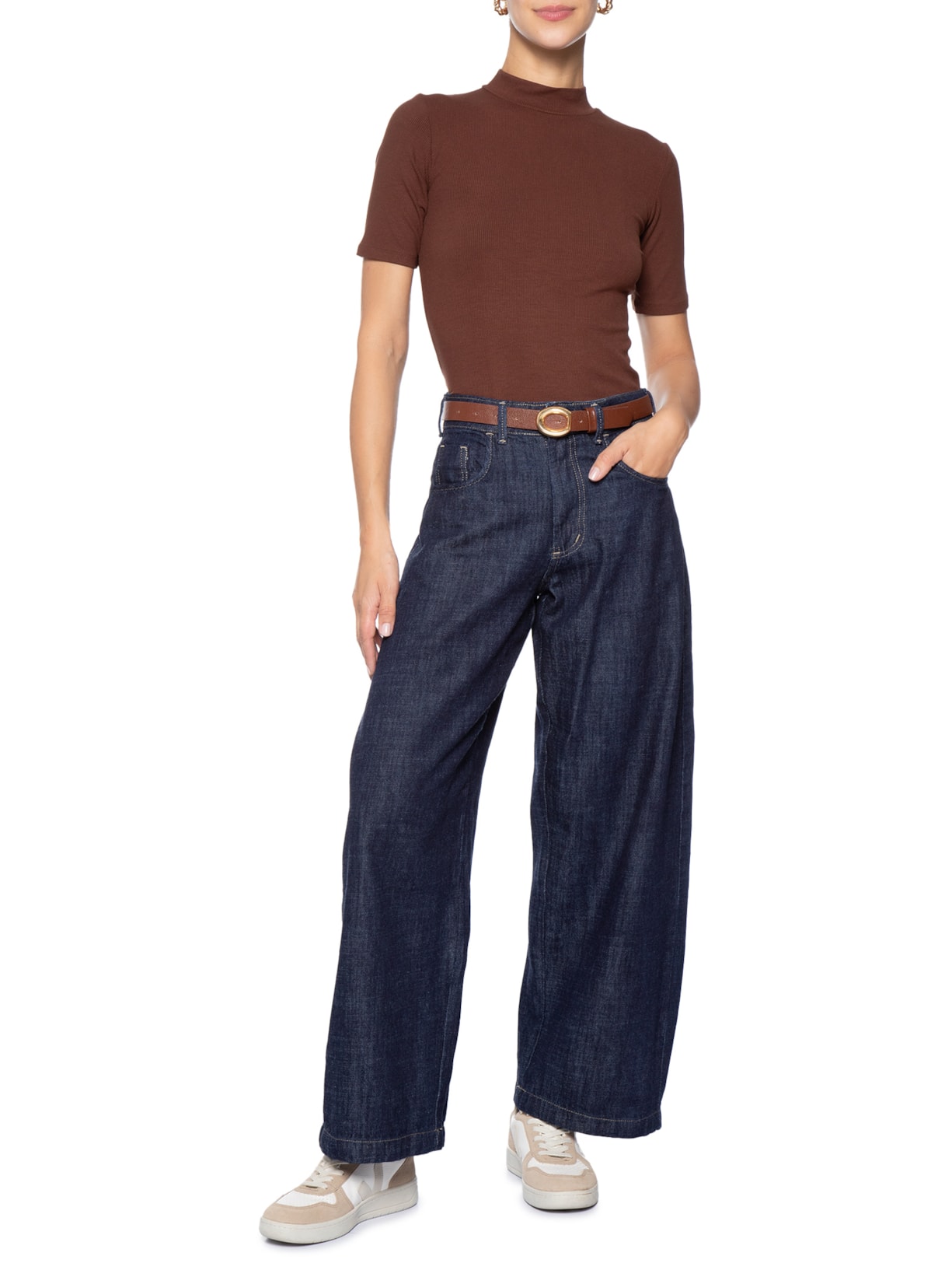 Calça Feminina Barrel Jeans Azul Basiq