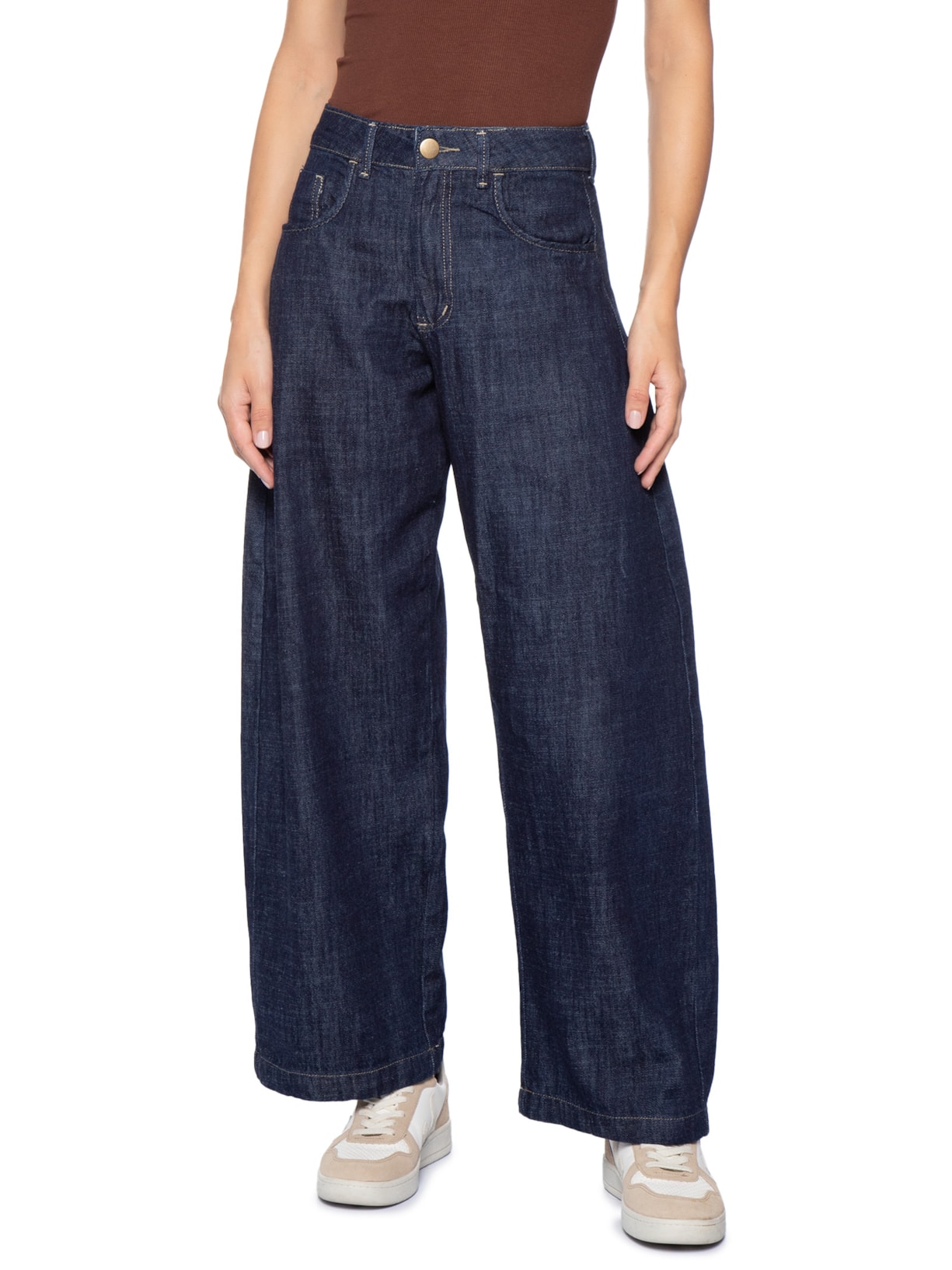 Calça Feminina Barrel Jeans Azul Basiq