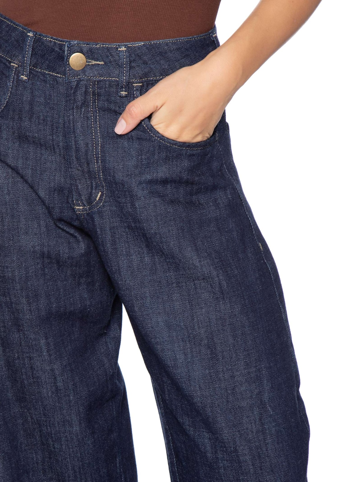 Calça Feminina Barrel Jeans Azul Basiq