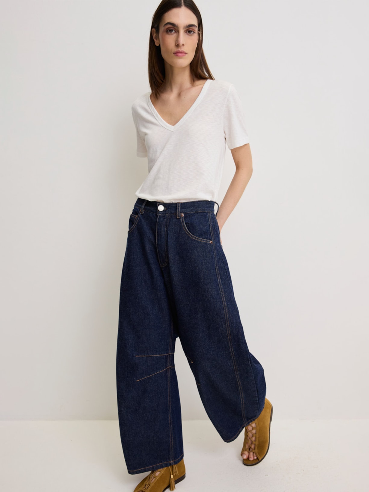 Calça Feminina Barrel Jeans Dark I26 Azul Mixed