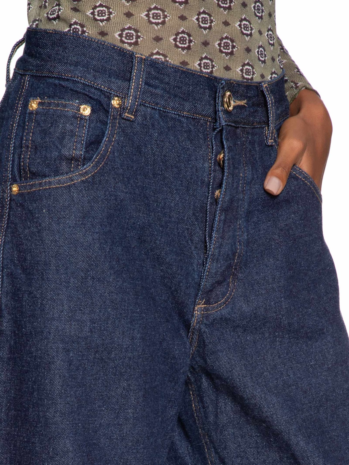 Calça Feminina Barrel Jeans Dark I26 Azul Mixed